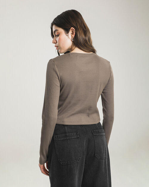 Playera Cropped Manga Larga